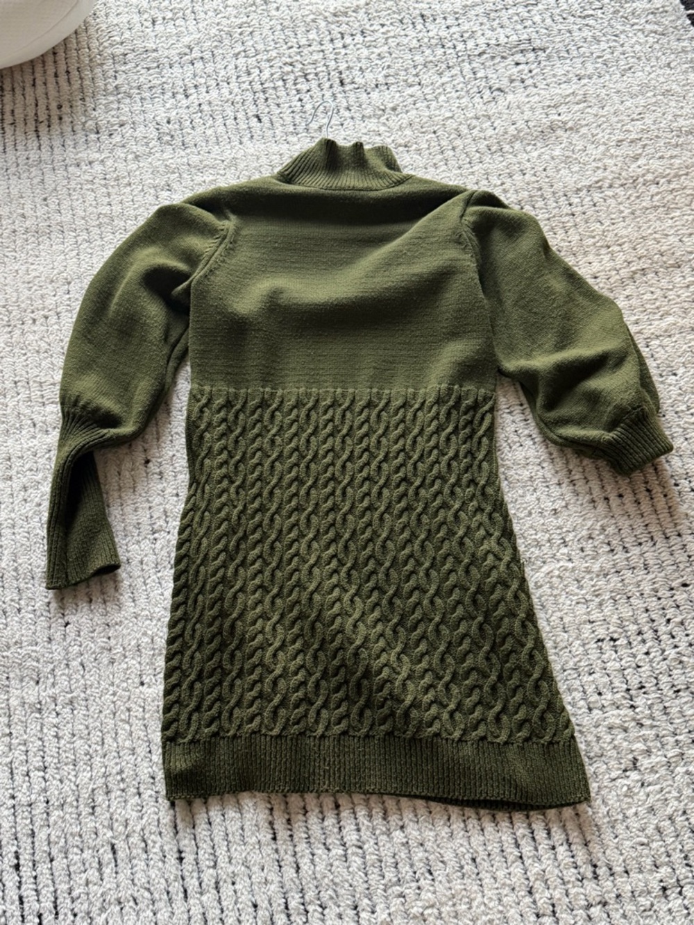 Lulu's Olive Cable-Knit Turtleneck Sweater Dress